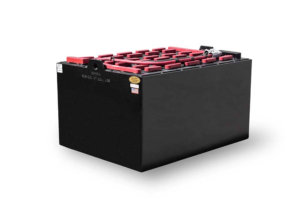 A Foxtron ES lead-acid forklift battery