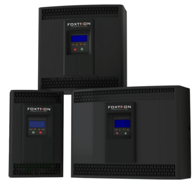 Three different models of Foxtron opportunity chargers