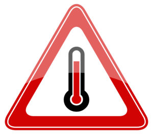 A high temperature warning sign