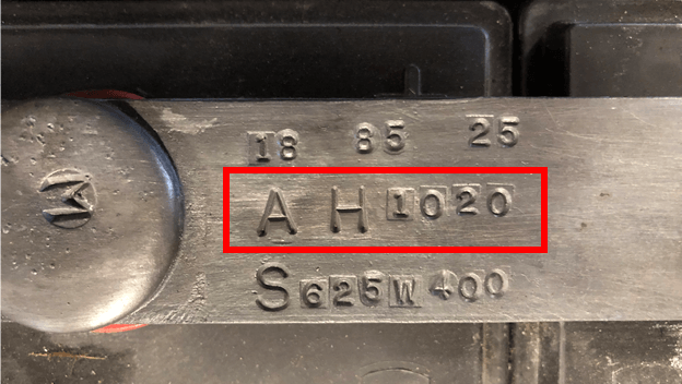 intercell-connector-amp-hours A battery intercell connector with amp hours stamped