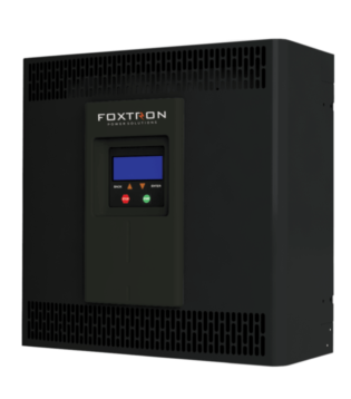 A Foxtron conventional forklift battery charger