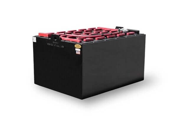 A Foxtron ES-model lead-acid forklift battery