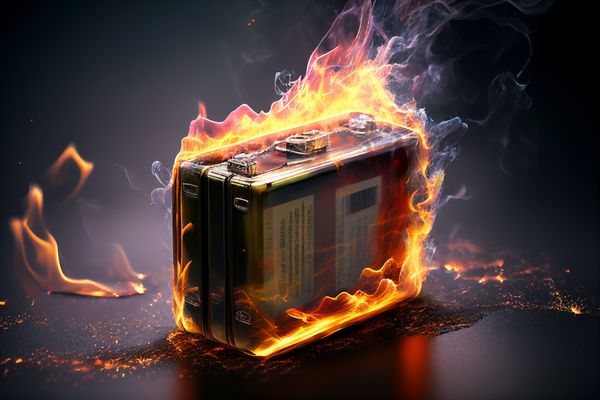 A battery on fire